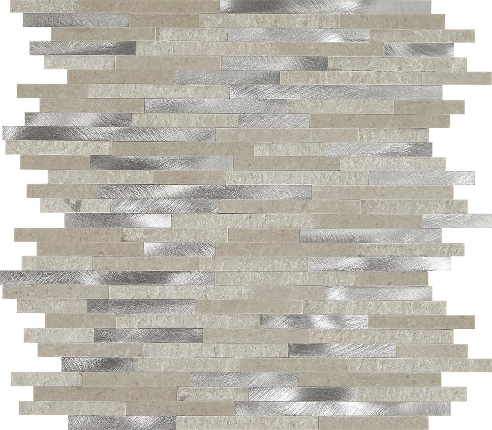 Mohawk® Eleganza Glacier Bay Random Strip 15 x 12 Stone and Glass Mosaic Tile