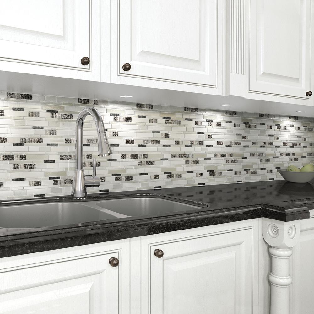 Mohawk® Grand Terrace White Shell 12 x 14 Porcelain and Resin Random Block Mosaic Tile