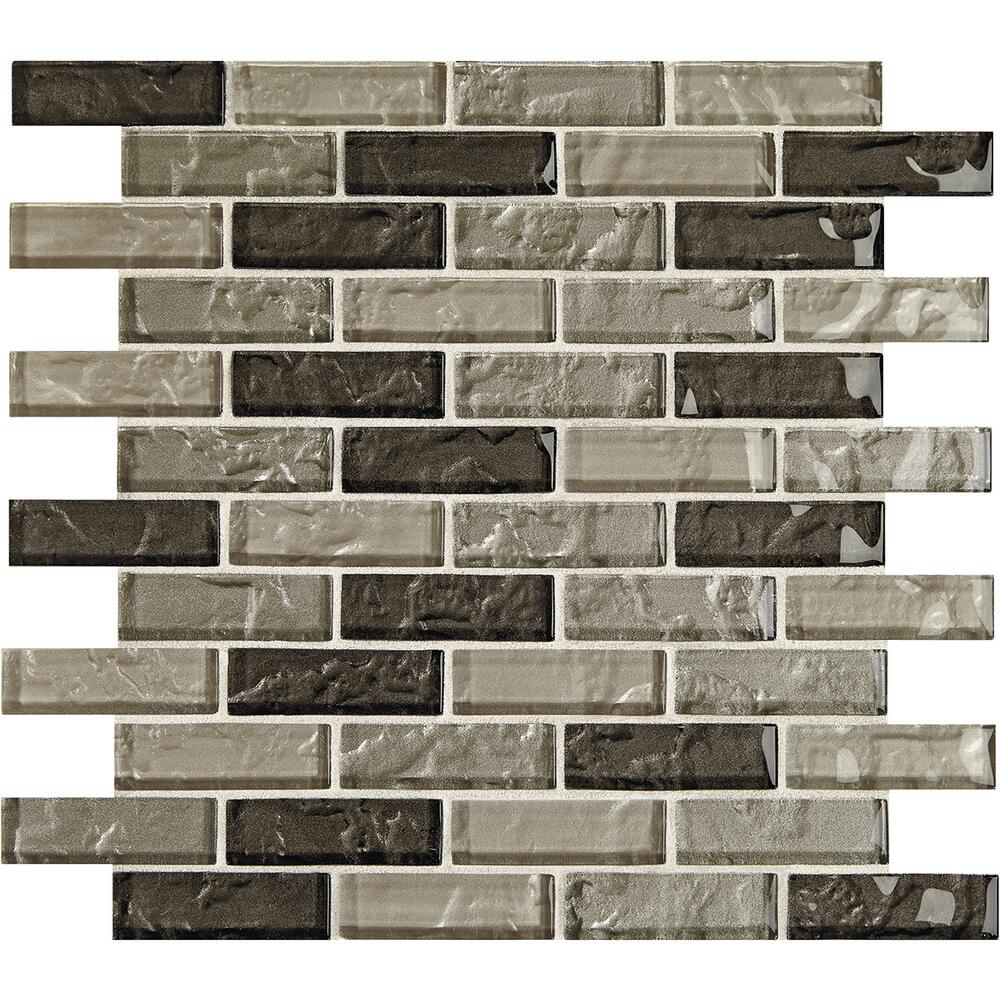 Mohawk® Grand Terrace Amber Medley Brick Joint 12 x 12 Glass Mosaic Tile