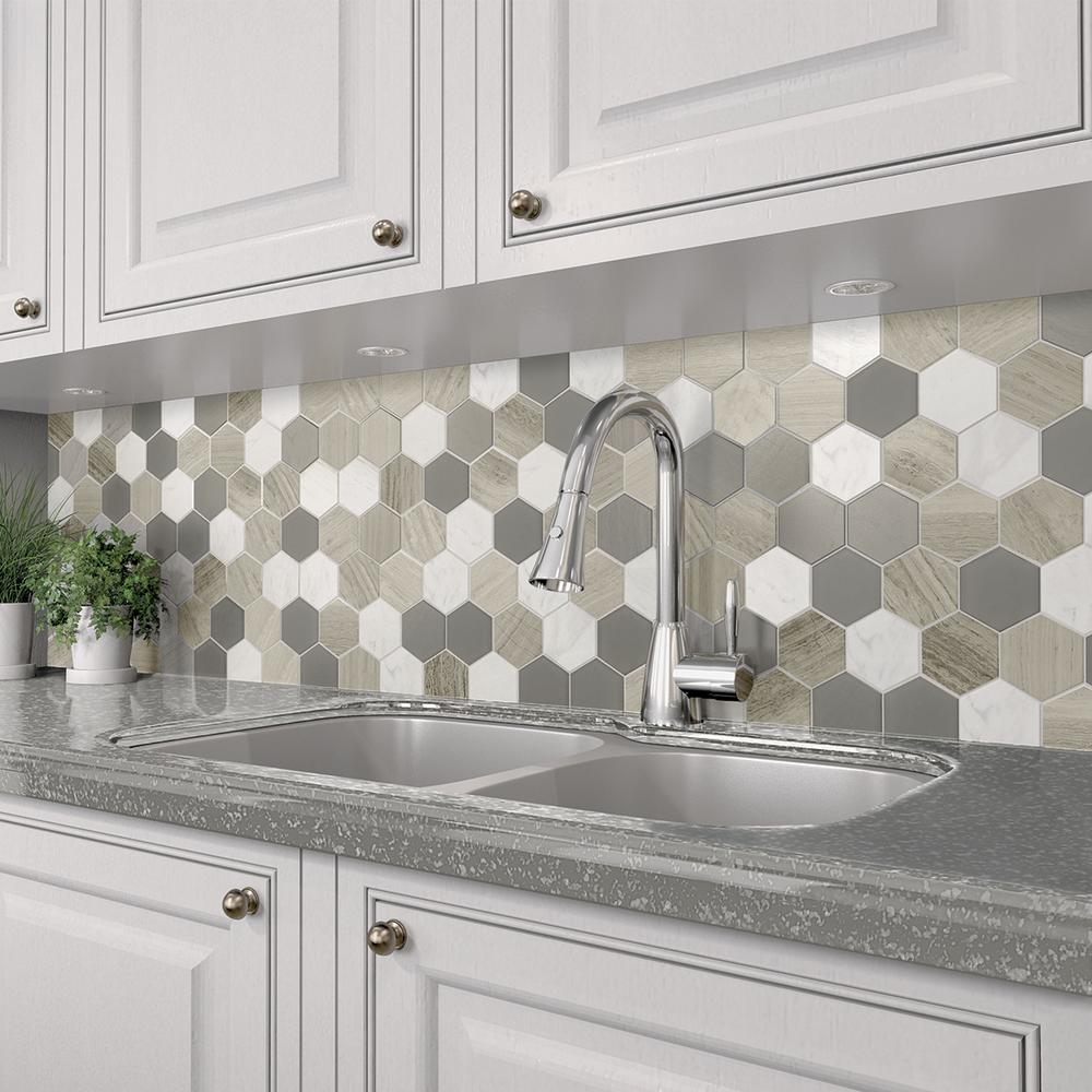 Mohawk® Grand Terrace Upland 12 x 12 Hexagon Glass Mosaic Tile