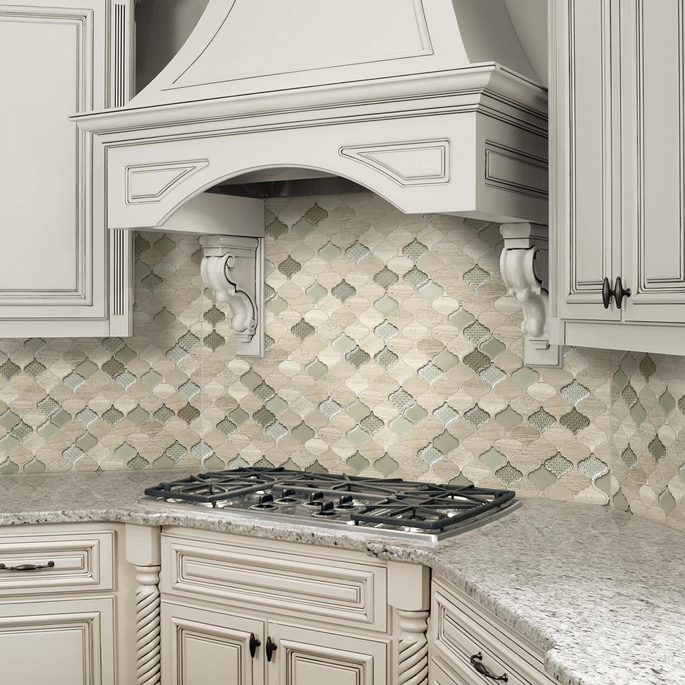 Mohawk® Grand Terrace Arvada 12 x 13 Hexagon Glass and Stone Mosaic Tile