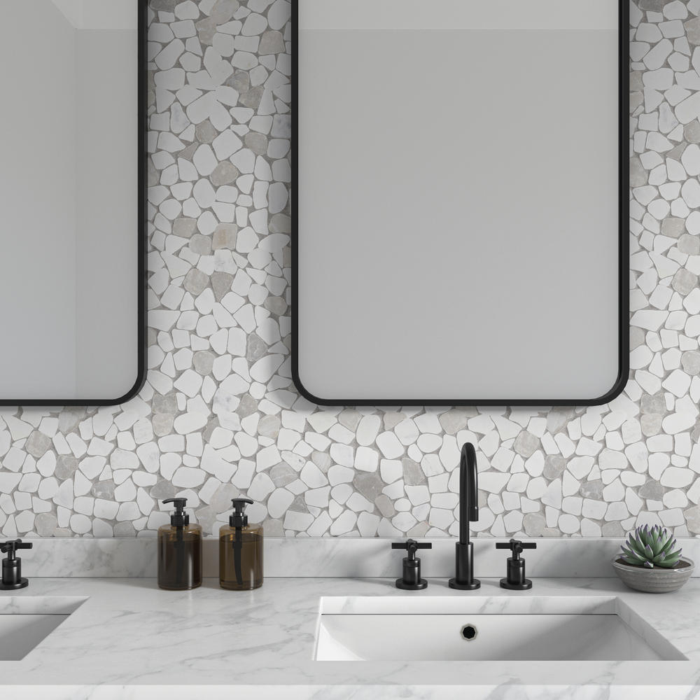 Mohawk® Color Wave Ice White 12 x 12 Straight-Joint Glass Mosaic Tile