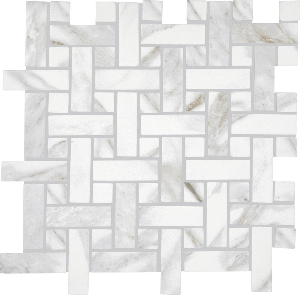 Mohawk® Noble Weaves Glacier White 12 x 12 Ceramic Basketweave Mosaic Tile
