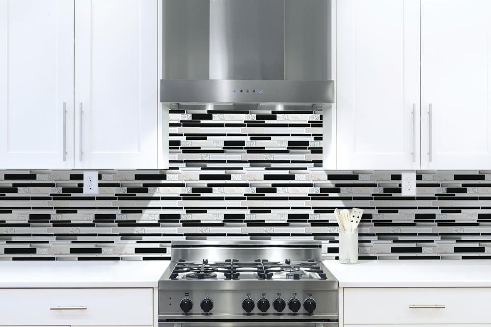 Mohawk® Phase Black Pearl 12 x 12 Glass and Stone Mosaic Tile
