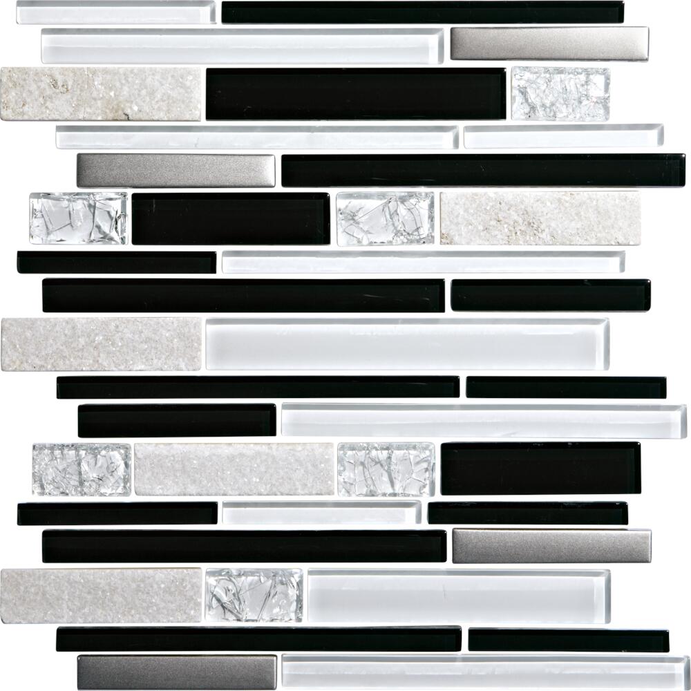 Mohawk® Phase Platinum 12 x 12 Glass and Stone Mosaic Tile