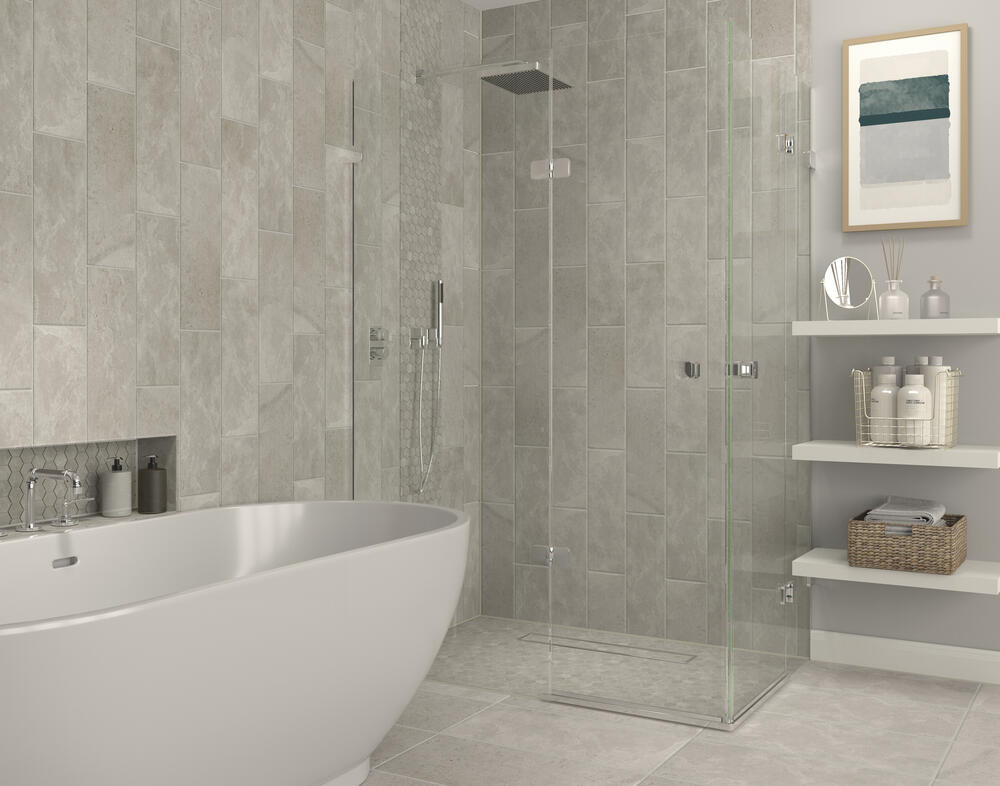 Mohawk® Rockford Gray 11 x 10 Hexagon Ceramic Mosaic Tile