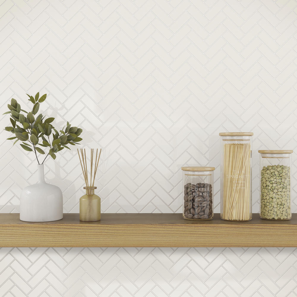 Mohawk® Vivant™ Semi-Gloss Chalkboard 9 x 12 Ceramic Herringbone Mosaic Tile