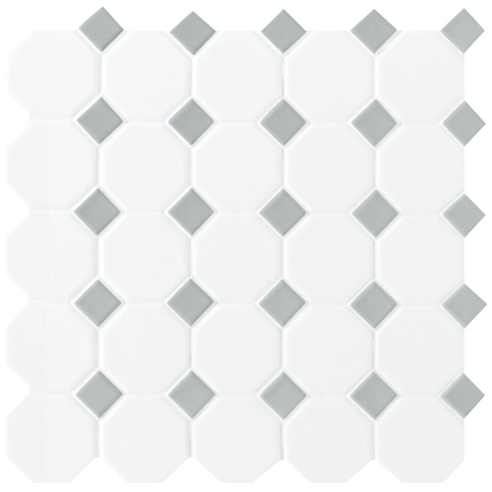 Mohawk® Octagon and Dot Matte White 12 x 12 Ceramic Mosaic Tile Mohawk® Octagon and Dot Matte White 12 x 12 Ceramic Mosaic Tile