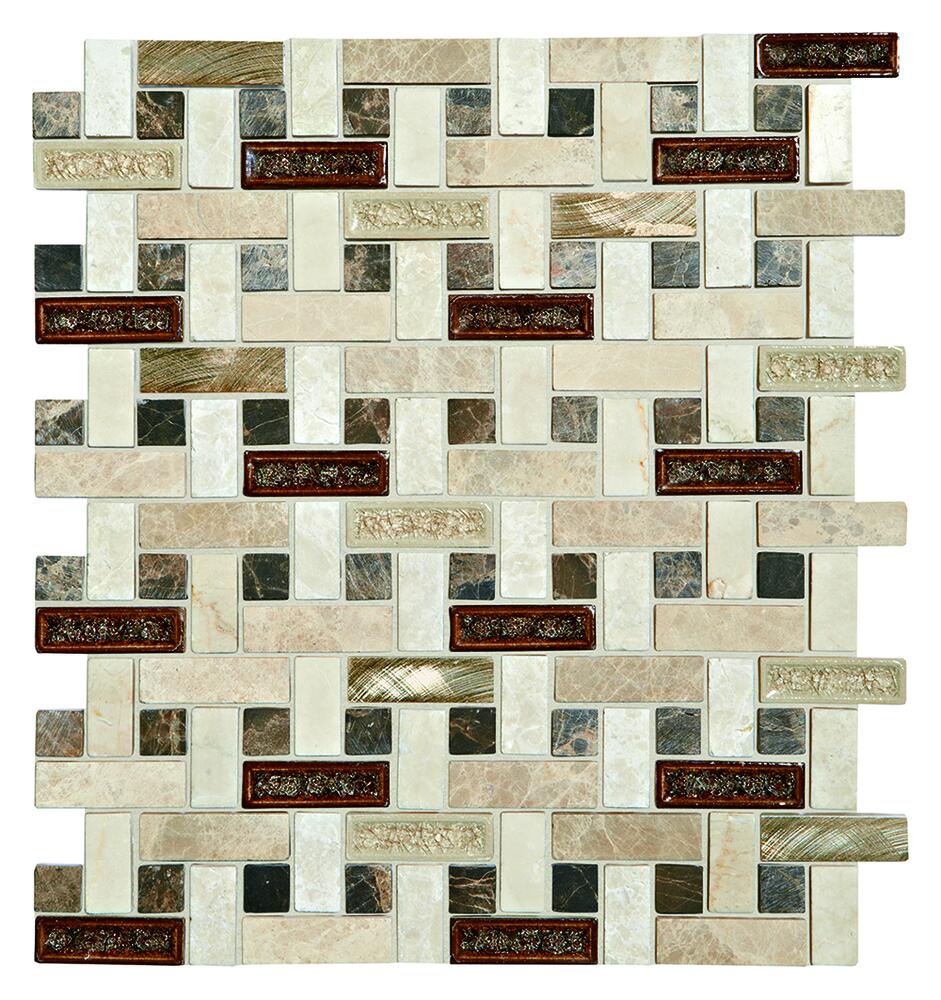 Mohawk® Phase Platinum 12 x 12 Glass and Stone Mosaic Tile