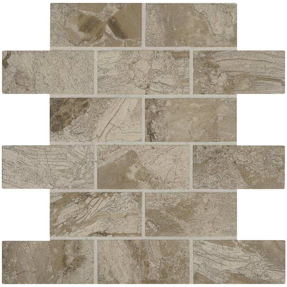 Mohawk® Treymore Taupe Brick Joint 12 x 12 Ceramic Mosaic Tile