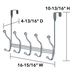 Mastercraft® Satin Nickel Over-the Door 5-Hook Rail at Menards®