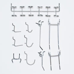 11 1/2 Chrome Steel Waterfall Hook with 5 J-Hooks for Pegboard