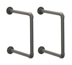 Dakota™ 14" Industrial Gray Pipe 1-Shelf Bracket - 2 Pack