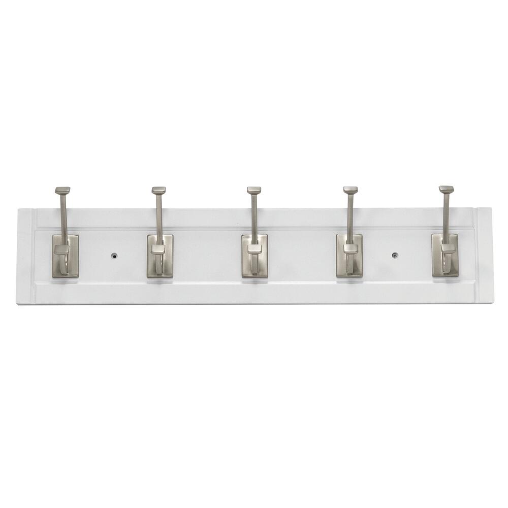 27 in. White Rail with 5 Satin Nickel Hooks 27 in. White Rail with 5 Satin Nickel Hooks