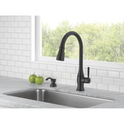 Delta® Hazelwood™ One-Handle Pull-Down Matte Black Kitchen Faucet with ...