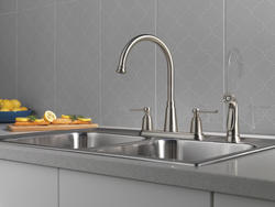 Delta® Emmett™ Two-Handle SpotShield® Stainless Kitchen Faucet at