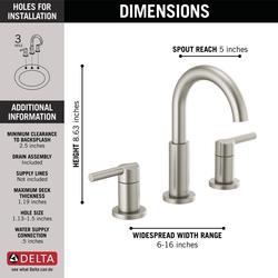 Delta Nicoli Two Handle Widespread Stainless Bathroom Faucet At