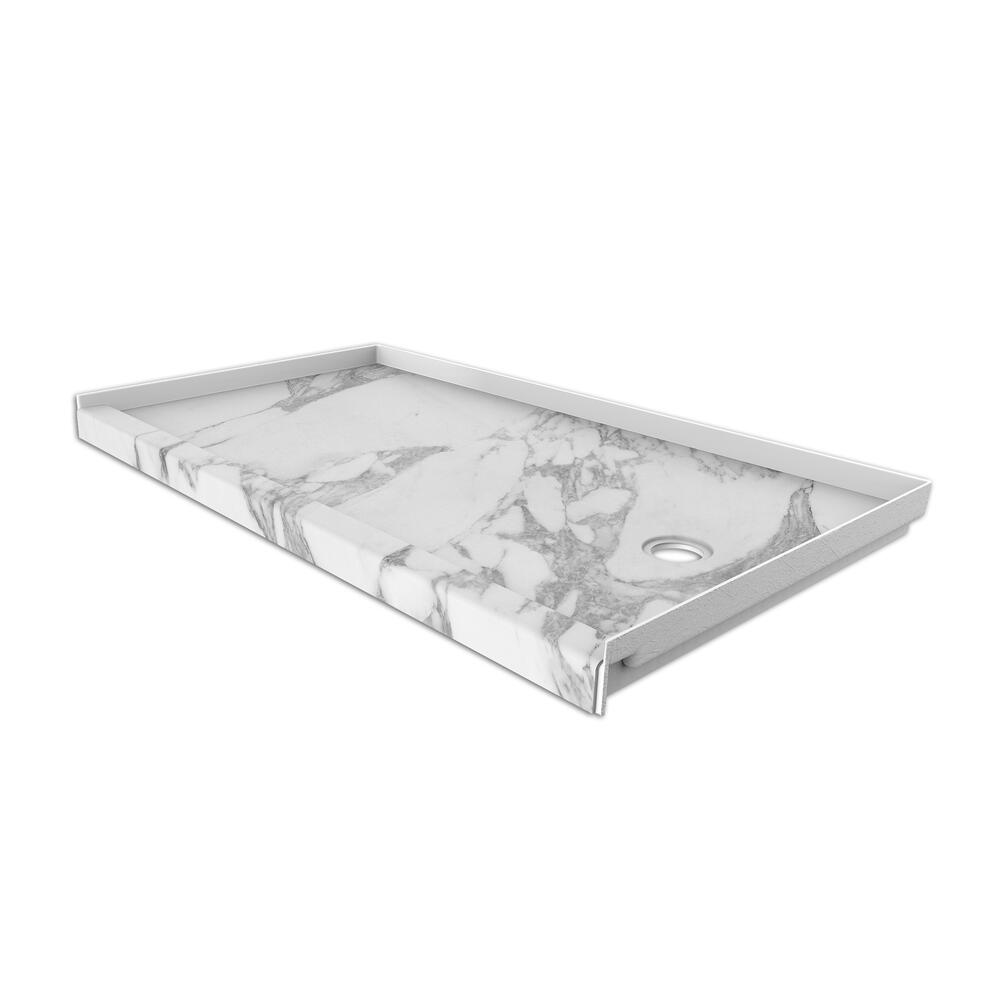 30 in. x 60 in. Single Threshold Shower Base with Right Hand Drain in Calacatta White 30 in. x 60 in. Single Threshold Shower Base with Right Hand Drain in Calacatta White