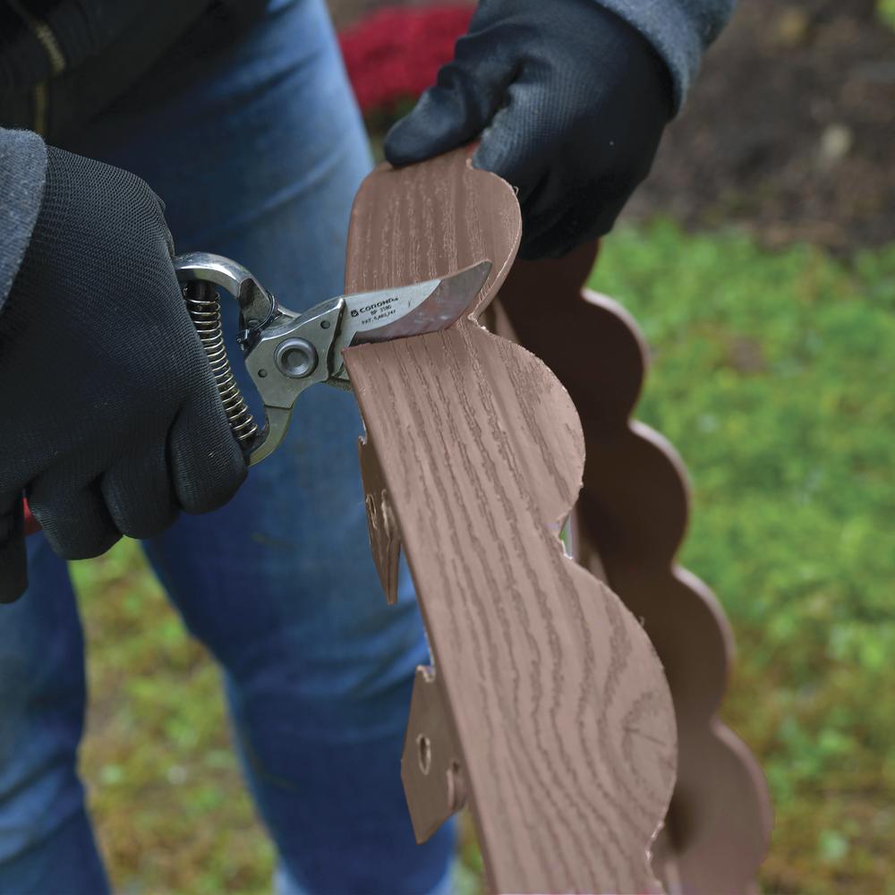 25' Brown Woodgrain Scallop No-Dig Landscape Edging Kit