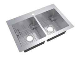 Tuscany® Forden® Dual Mount 33" Stainless Steel 1-Hole Double Bowl Kitchen Sink