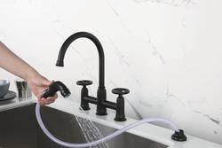 Tuscany® Belle Chase™ Two Handle Matte Black Bridge Kitchen Faucet at ...