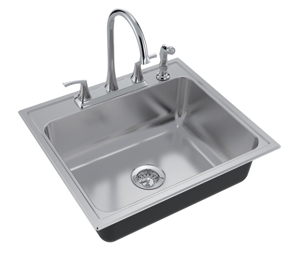 All-in-One Drop-In Stainless Steel 25 in. 4-Hole Single Bowl Kitchen Sink All-in-One Drop-In Stainless Steel 25 in. 4-Hole Single Bowl Kitchen Sink