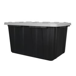 27-Gallon Black Tough Tote with Gray Snap-On Lid