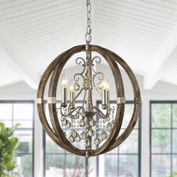 Parrot Uncle 4-Light Antique Wood Farmhouse Crystal Chandelier at Menards®