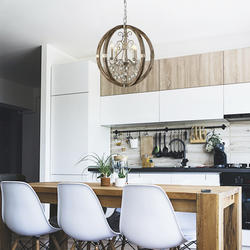 Parrot Uncle 4-Light Antique Wood Farmhouse Crystal Chandelier at