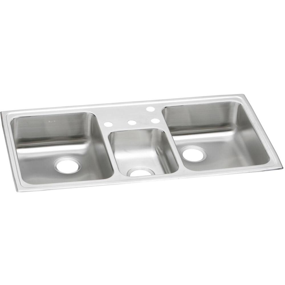 Celebrity Drop-In Stainless Steel 43 in. 4-Hole Triple Bowl Kitchen Sink