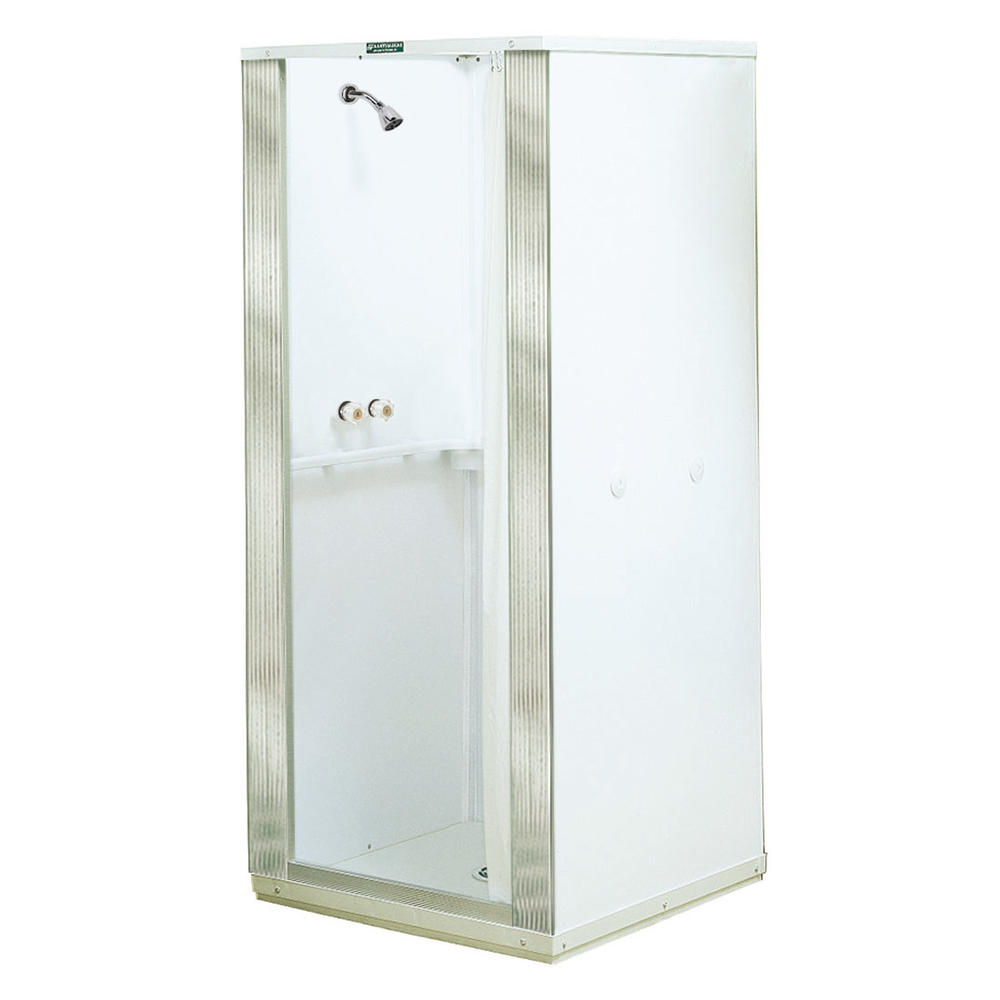 Mustee® Durastall 36"W x 36"D x 76"H White Shower with Center Drain (4-Piece)