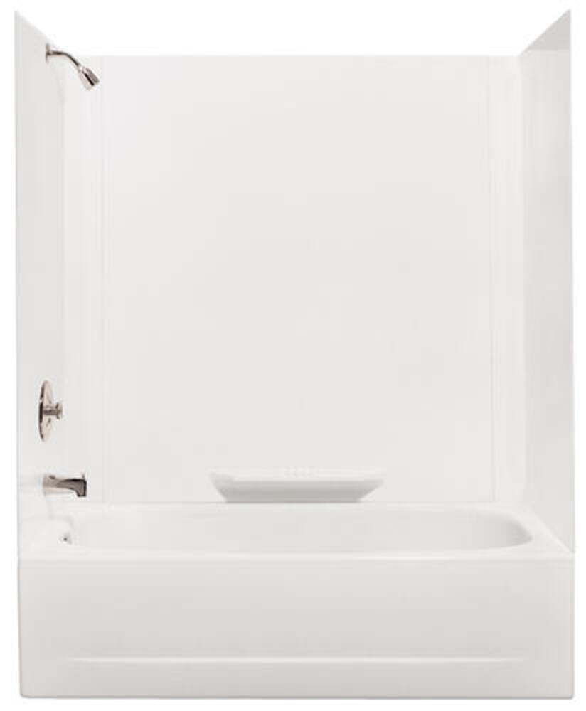 Durawall 30 in. x 60 in. x 58 in. 3-Piece Easy Up Adhesive Alcove Bath Tub Surround in White Durawall 30 in. x 60 in. x 58 in. 3-Piece Easy Up Adhesive Alcove Bath Tub Surround in White