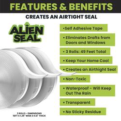 As Seen On TV Alien® Draft Seal™ 1-3/8" x 16'4" Self-Adhesive Tape - 3