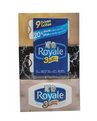 Royale Velour 3 Ply Facial Tissues, 6 Flat Boxes, 88 Tissues Per Box