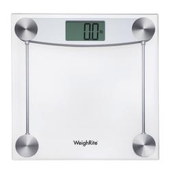 Digital Bathroom Scales, Battery Powered, Glass - White