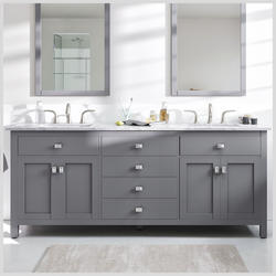 Eviva Artemis 72"W x 22"D Gray Vanity and White Cararra Quartz Vanity ...