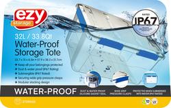 Ezy Storage IP67 Rated 50L Waterproof Plastic Storage Tote with Lid, Clear  