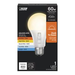 Feit Electric 60 Watt Equivalent A19 White Adjustable Dusk to