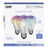 Feit Electric® 60 Watt Equivalent Frosted A19 E26 Adjustable Temperature Smart LED Light Bulb - 3 Pack