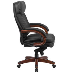 Flash Furniture Black Leather Wood Executive Office Chair at Menards