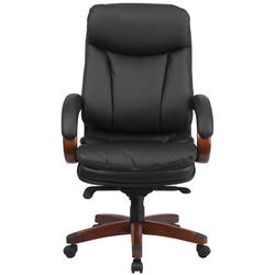 Flash Furniture Black Leather Wood Executive Office Chair at Menards