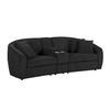 Oversized 2-Seat Corduroy Fabric Sofa with Cupholders - Black