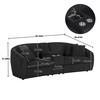 Oversized 2-Seat Corduroy Fabric Sofa with Cupholders - Black