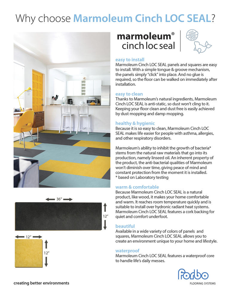 Forbo Marmoleum Cinch Loc Seal Lemon Zest 11.81 Forbo Marmoleum Cinch Loc Seal Lemon Zest 11.81
