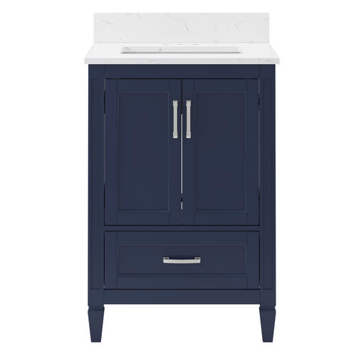 Craft + Main® Pike 24"W x 22"D Aegean Blue Vanity and Carrara White Engineered Stone Vanity Top with Rectangular Undermount Bowl