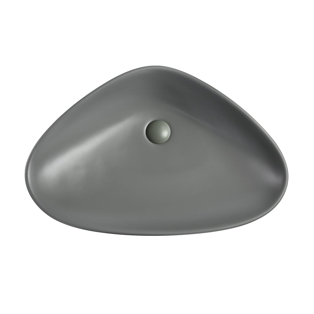 Tuscany® Valencia 26-5/8"W x 17-1/2"D Matte Gray Ceramic Triangular Bathroom Vessel Sink