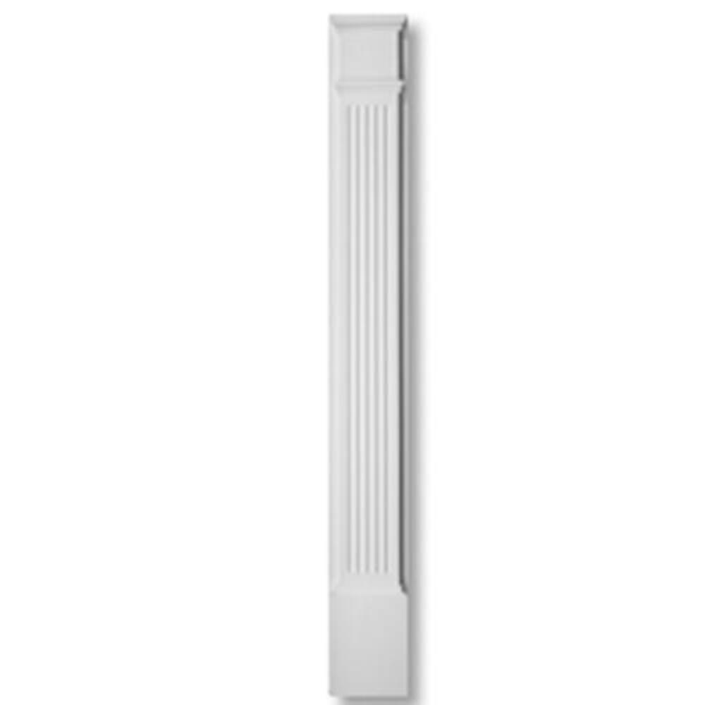 Fypon 1-1/4 in. x 5-1/4 in. x 90 in. Primed Polyurethane Fluted Economy Pilaster Moulding with Plinth Block