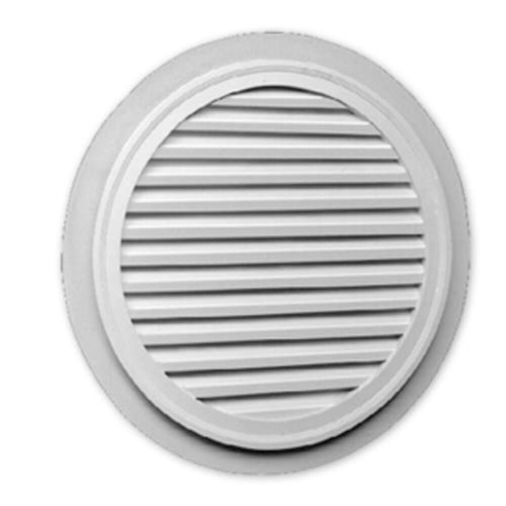 38 in. x 38 in. Round White Polyurethane Weather Resistant Gable Louver Vent 38 in. x 38 in. Round White Polyurethane Weather Resistant Gable Louver Vent