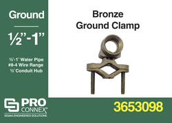 Morris Copper Ground Clamp With Serrated Collar - 1/2-1 Pipe Size Electrical Conduit