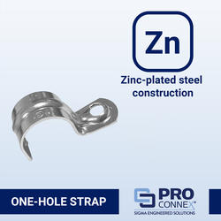 Maxxima 3/8 Inch BX Straps - 100 Pack Galvanized Steel Conduit Straps For Electrical Work